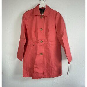 Statements by Danielle Women’s Coral Trench Coat P Button Front Lightweight New